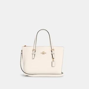 Coach Mollie 25 Leather Small Tote Bag Ivory Chalk